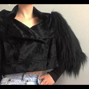 House of Fluff Faux Fur Cropped Jacket
